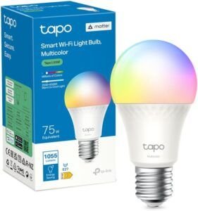TP-Link Bombilla LED multicolor inteligente WiFi, E27 compatible con Alexa y Google Home, 806 lúmenes, 8,7 W, no requiere hub, control remoto/app, Tapo L530, 16 million hues, RGB Color