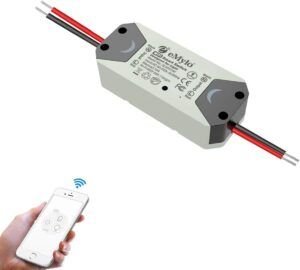 eMylo Interruptor WiFi Inteligente de Relé, módulo de automatización compatible con Alexa y Google Assistant, permite control remoto por app, programación horaria y control por voz, ideal para domotizar luces y electrodomésticos en el hogar inteligente