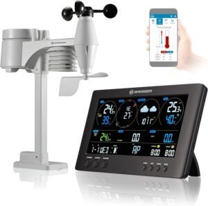 Estación meteorológica inteligente Bresser 7-en-1 Smart Home con Skill oficial para Alexa, ofrece datos precisos de clima, viento, lluvia, humedad y temperatura, compatible con control por voz y automatización del hogar